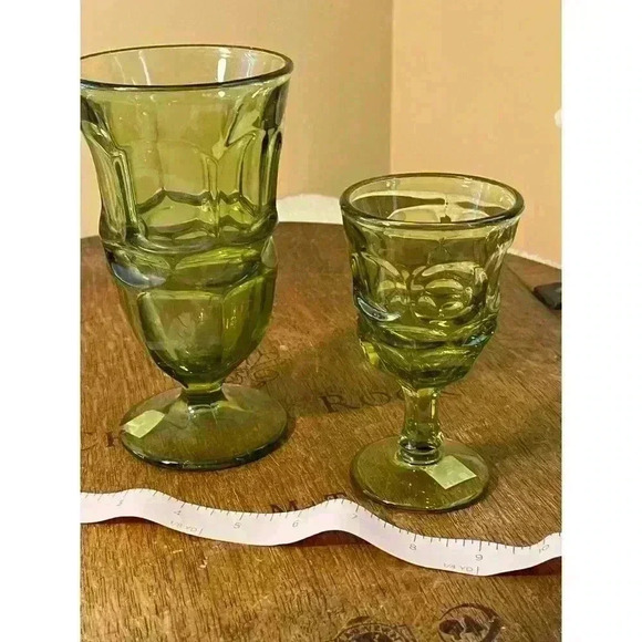 Green Fostoria Argus glasses.  Set of two. - Picture 1 of 5